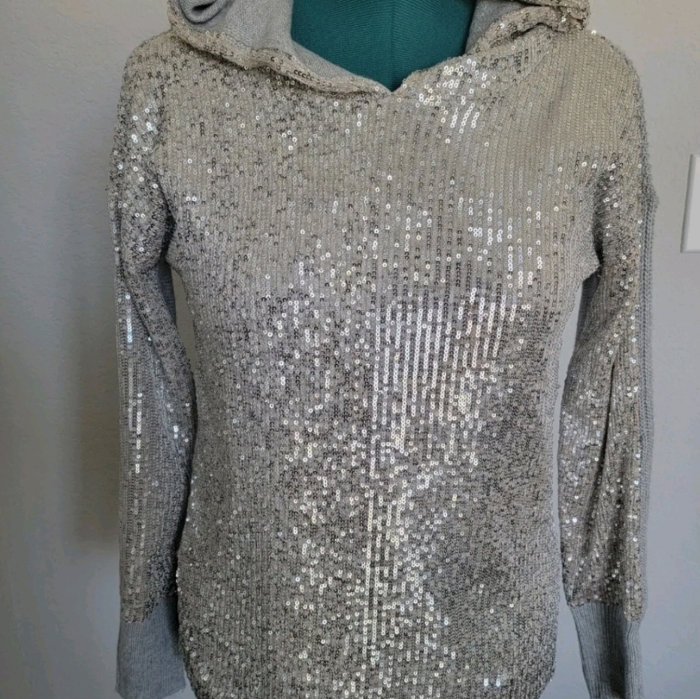 INC International Concept Sequence -Front Hoodie Silver M